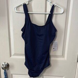 Lands' End Blue One Piece Swimsuit Classic Design
